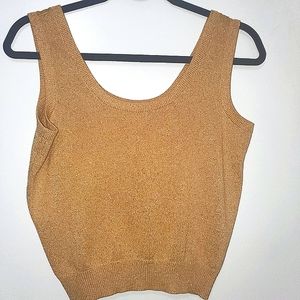 St. John Gold Sparkle Sweater Tank Top